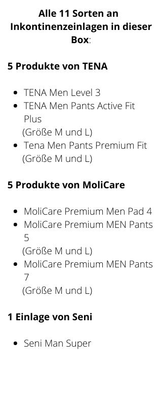 Inhalt Probebox Männer mittlere Inkontinenz